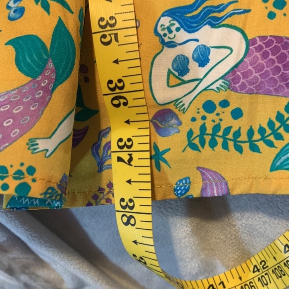 ModCloth Yellow purple teal Mermaid Cotton fit and flare sleeveless dress large - Picture 10 of 12